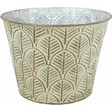 Silver And Verdigris Embossed Leaf Pattern Planter