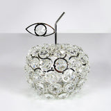 Silver Apple Fruit Crystal Bead Decor Centerpiece Accent Piece Tabletop 5.25in - 5.25" H x 4" D