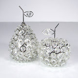 Silver Apple Fruit Crystal Bead Decor Centerpiece Accent Piece Tabletop 5.25in - 5.25" H x 4" D