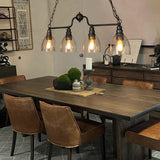 Silver Farmhouse Rustic Linear 4-Light Chandelier 32-inch Glass Dining Room Kitchen Island Pendant Lights - L32"x W 5"x H 12"