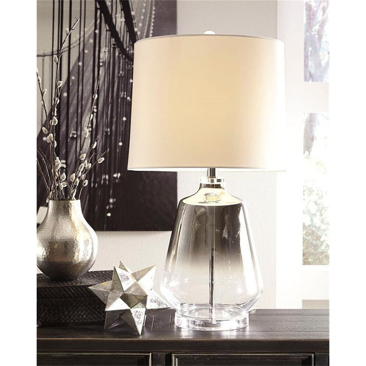 Silver Finish Contemporary Table Lamp