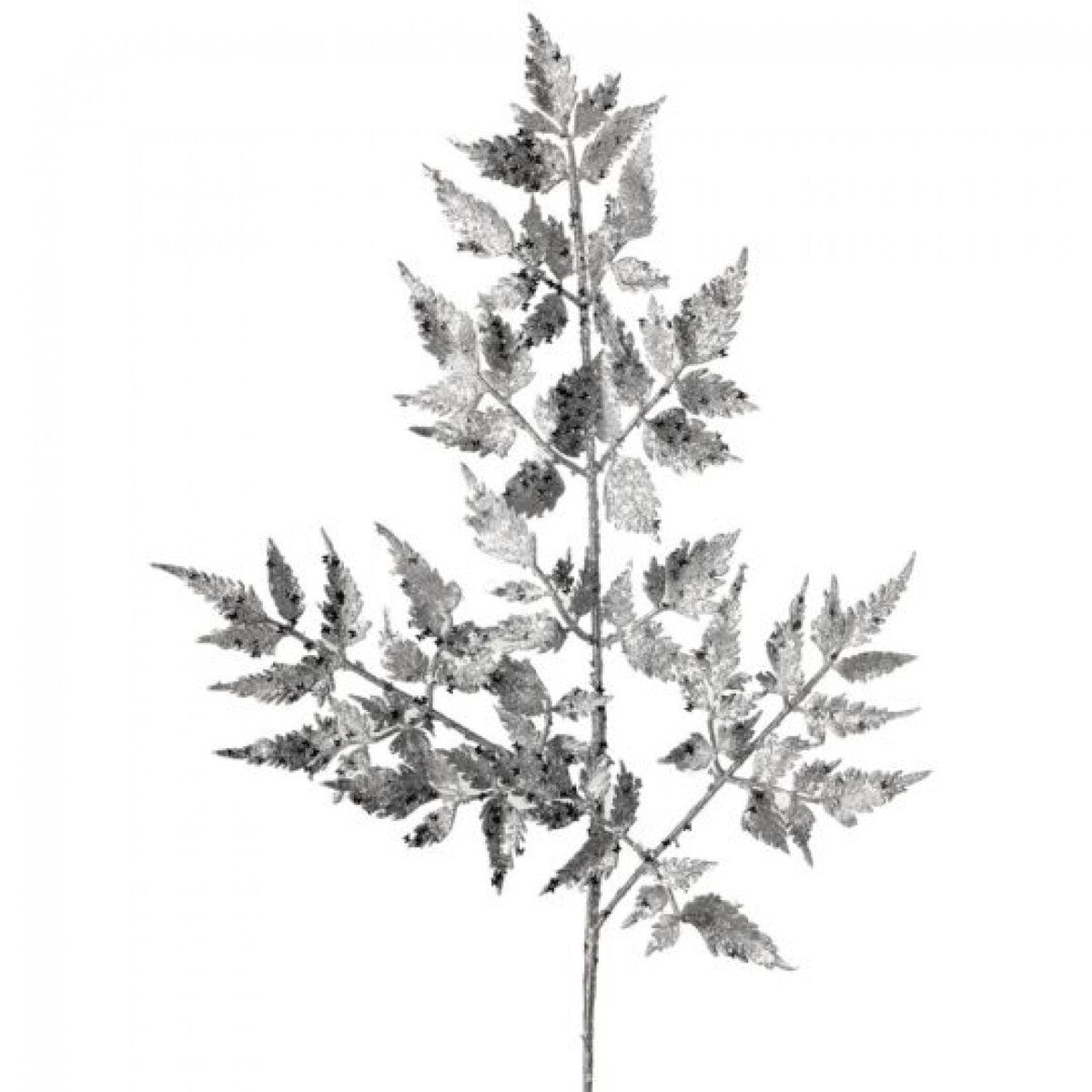 Silver Glitter Forest Fern Spray Faux Plants And Trees