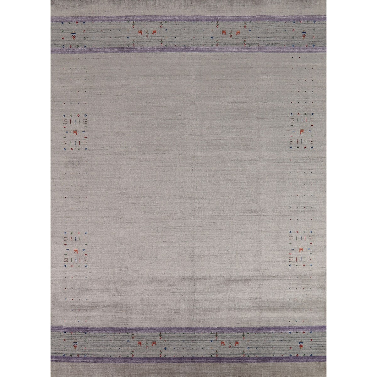 Silver Gray Gabbeh Indian Area Rug Hand-Knotted Wool Carpet - 8'1" x 10'1"