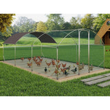 Silver Large Metal Chicken Coop with Run,Walkin Poultry Cage for Yard with Waterproof Cover