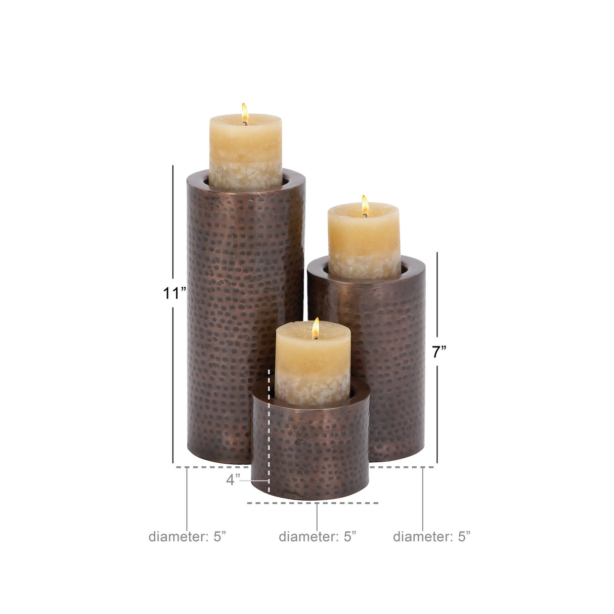 Iron Industrial Candle Holder (Set of 3) - S/3 11", 7", 4"H