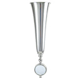 Silver Metal Flute Trumpet Tabletop Flower Vase Decorative Centerpiece with Mirror 36in