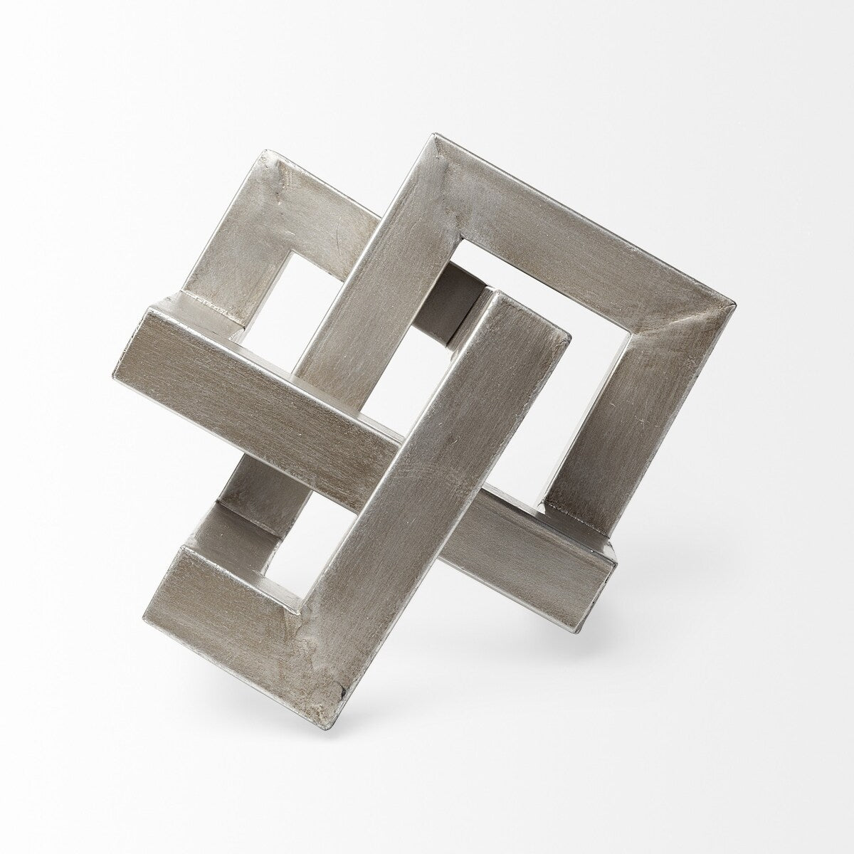 Silver Metal Link Abstract Sculpture - 10"W x 10"D x 10"H