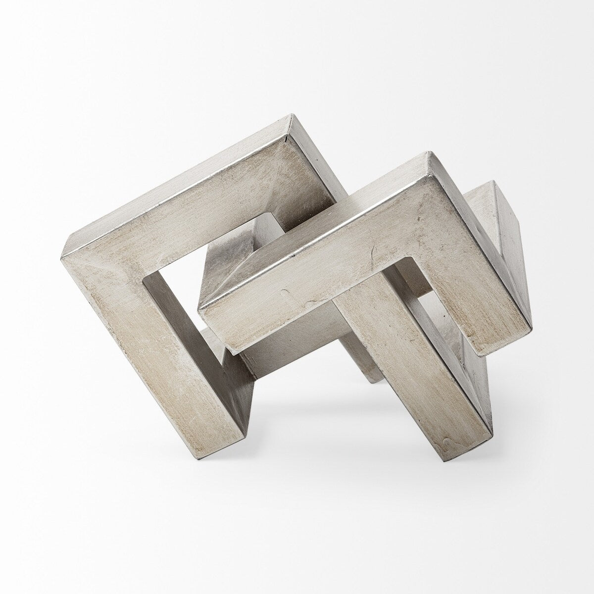 Silver Metal Link Abstract Sculpture - 10"W x 10"D x 10"H