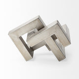 Silver Metal Link Abstract Sculpture - 10"W x 10"D x 10"H