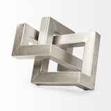 Silver Metal Link Abstract Sculpture - 10"W x 10"D x 10"H