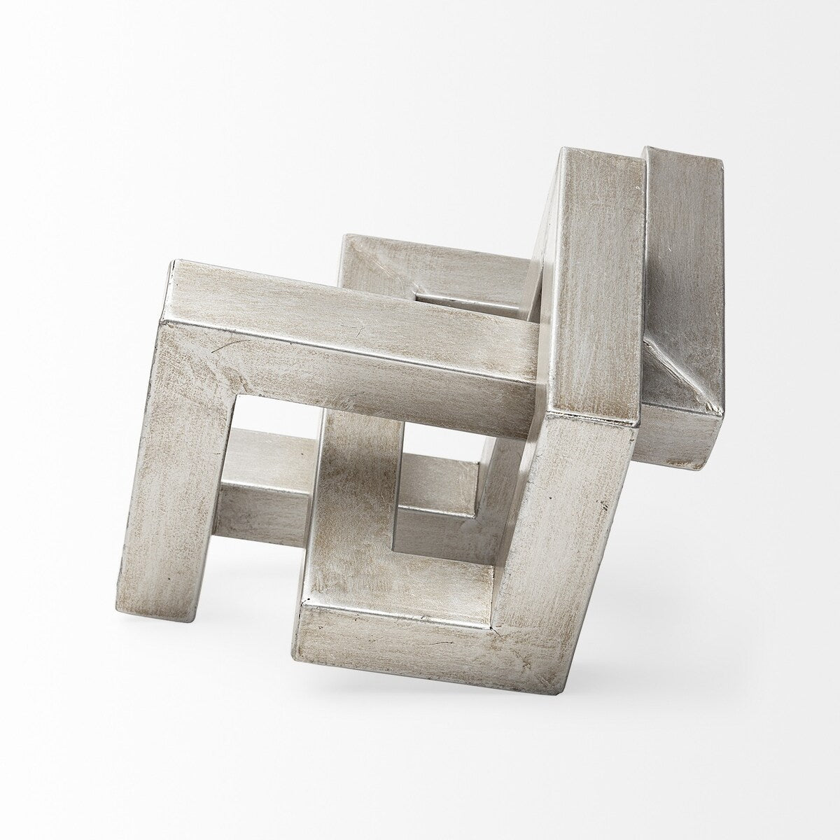 Silver Metal Link Abstract Sculpture - 10"W x 10"D x 10"H