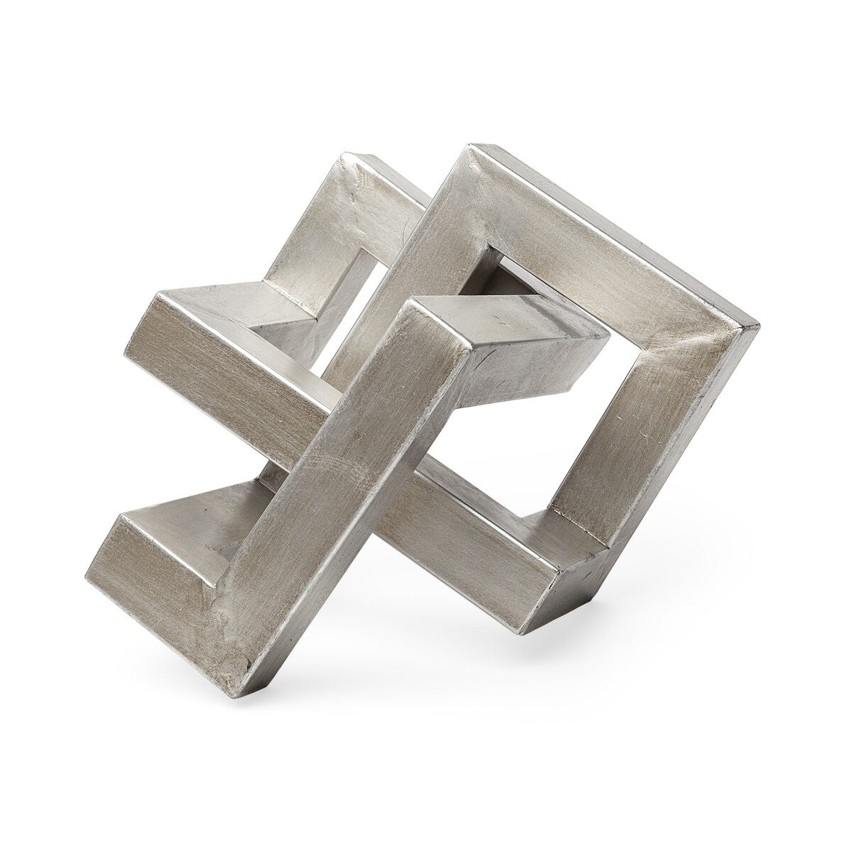 Silver Metal Link Abstract Sculpture - 10"W x 10"D x 10"H