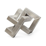 Silver Metal Link Abstract Sculpture - 10"W x 10"D x 10"H