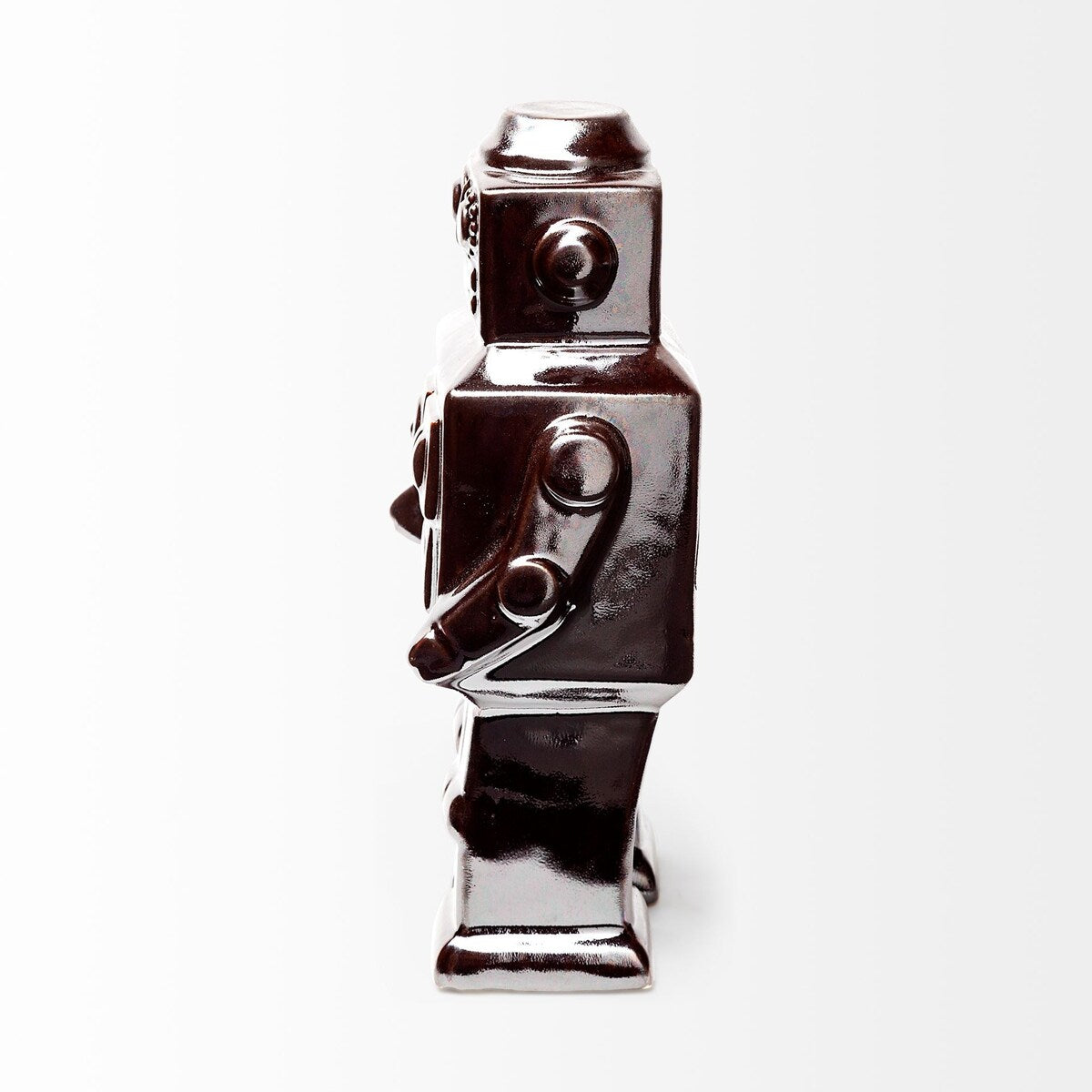 Silver Metal Robot Shaped Sculpture - 3" W x 4" D x 7" H