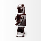 Silver Metal Robot Shaped Sculpture - 3" W x 4" D x 7" H