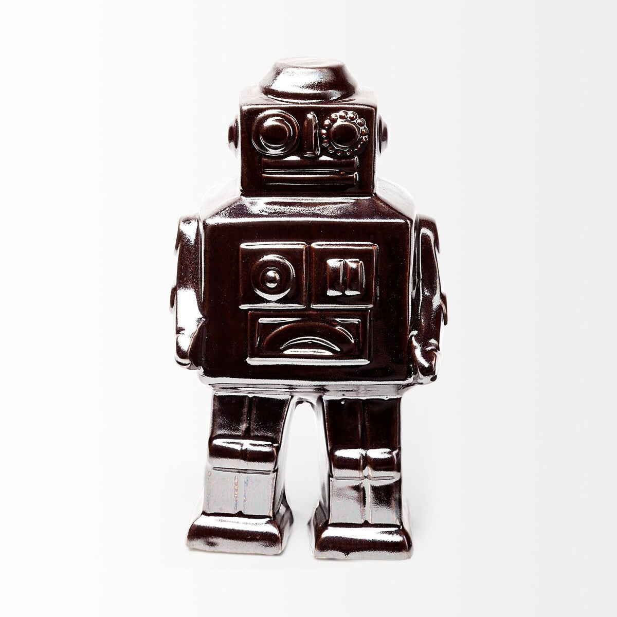 Silver Metal Robot Shaped Sculpture - 3" W x 4" D x 7" H