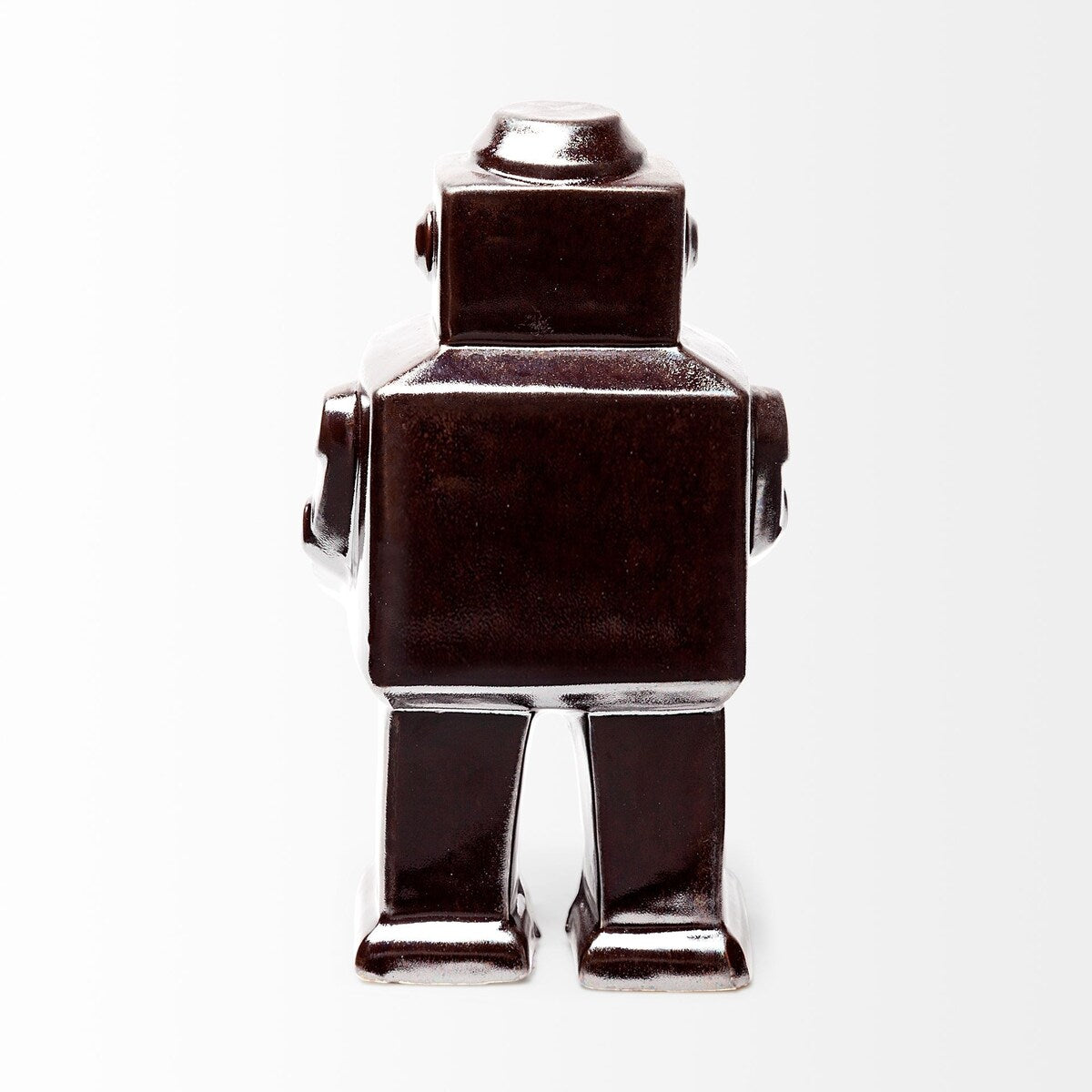 Silver Metal Robot Shaped Sculpture - 3" W x 4" D x 7" H