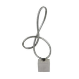 Silver Metal Sculpture On Cement Base