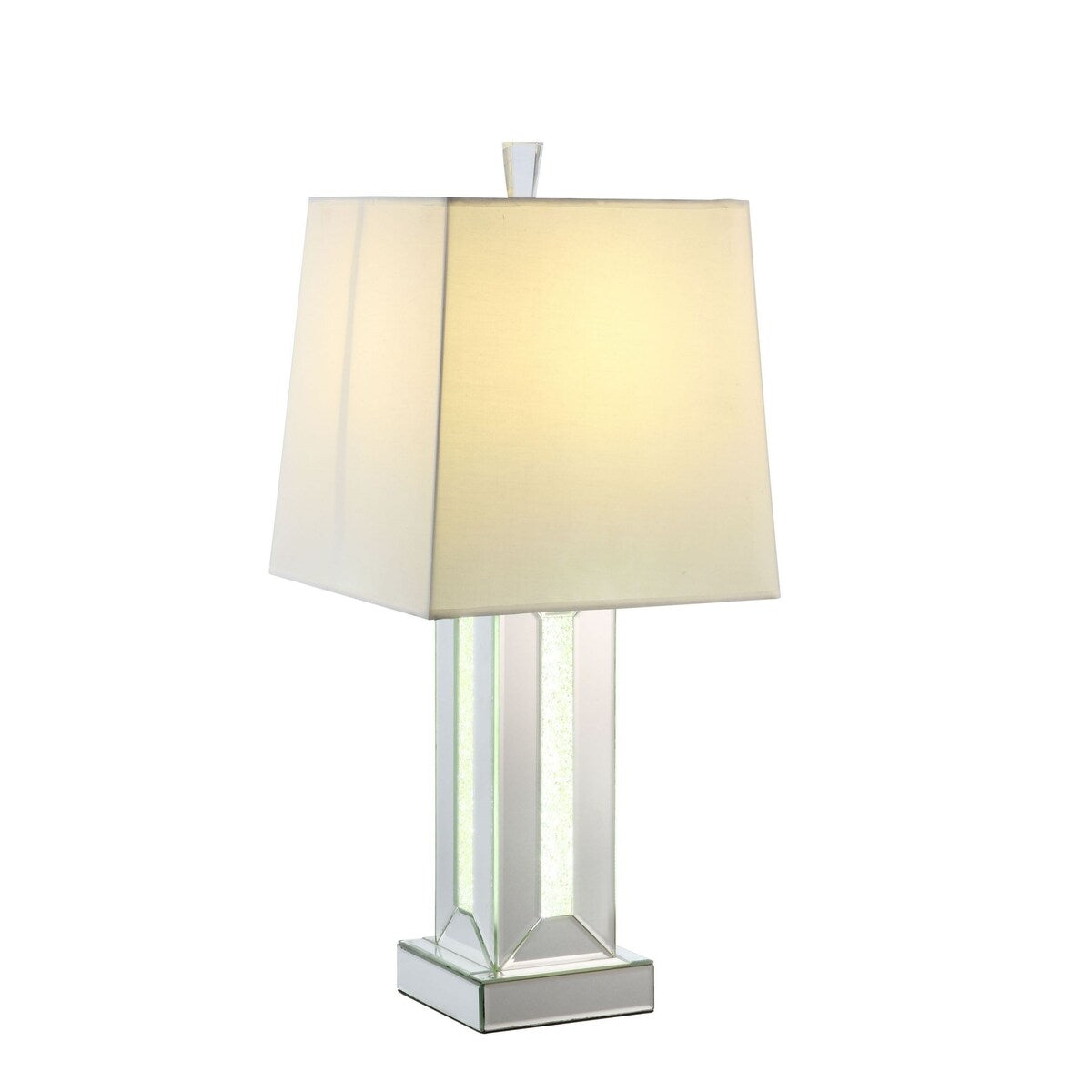 Silver Mirror Table Lamp and Engineered Stone