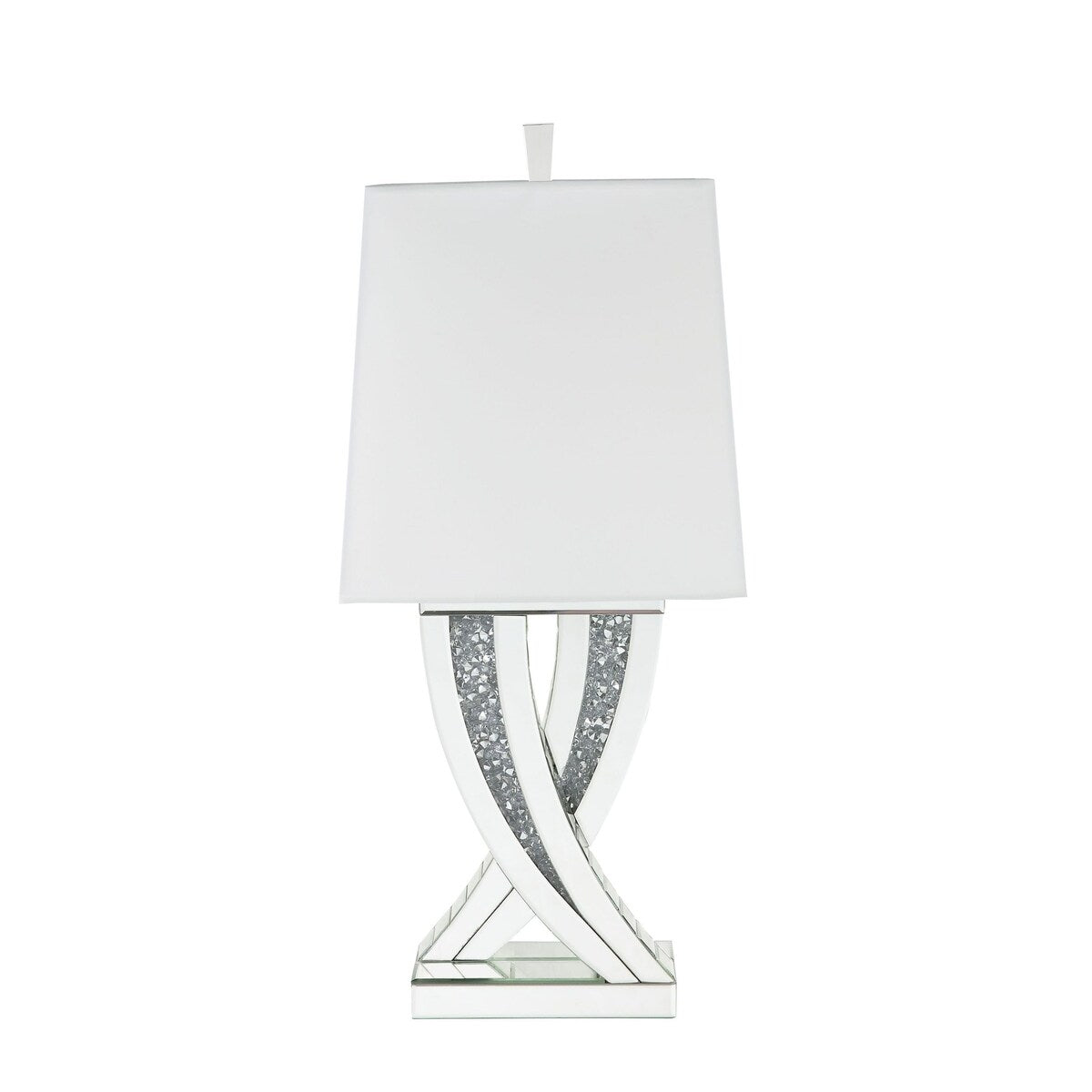Silver Mirrored and Faux Diamonds Table Lamp