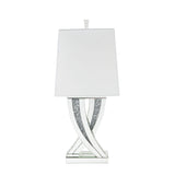 Silver Mirrored and Faux Diamonds Table Lamp