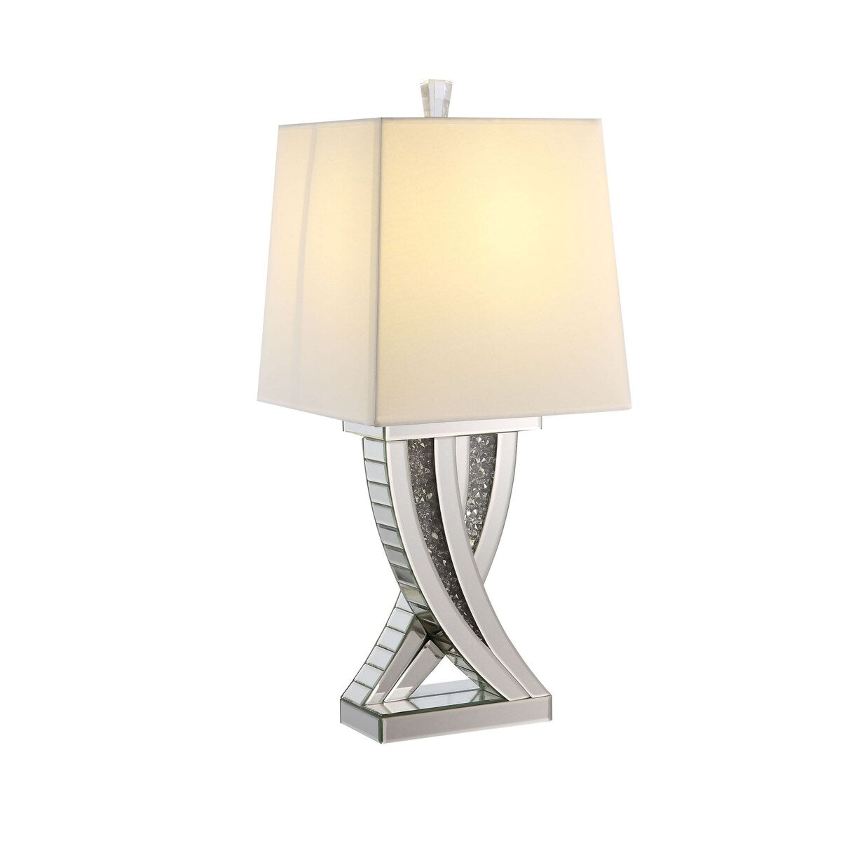 Silver Mirrored and Faux Diamonds Table Lamp