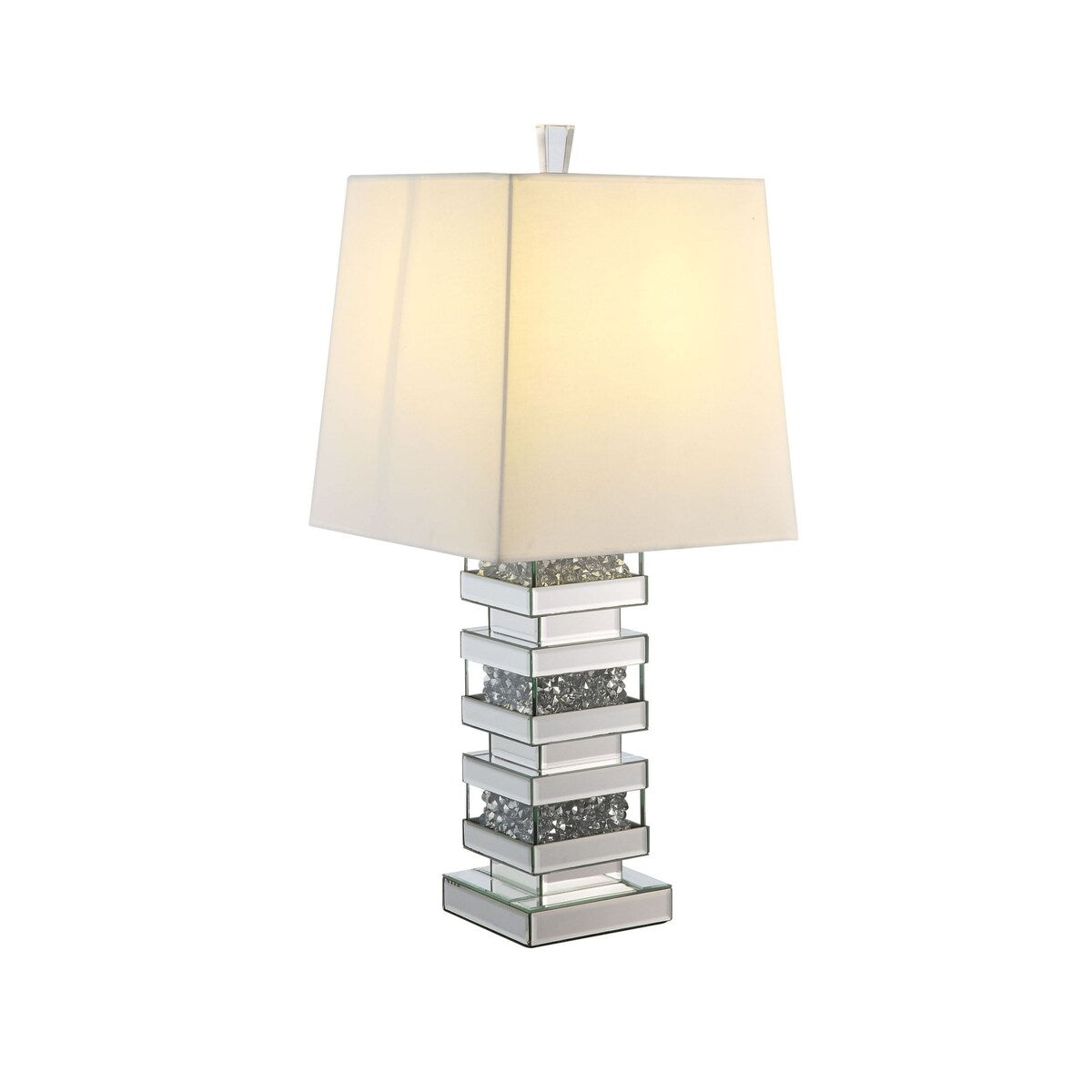 Silver Mirrored and Faux Diamonds Table Lamp