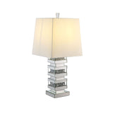 Silver Mirrored and Faux Diamonds Table Lamp