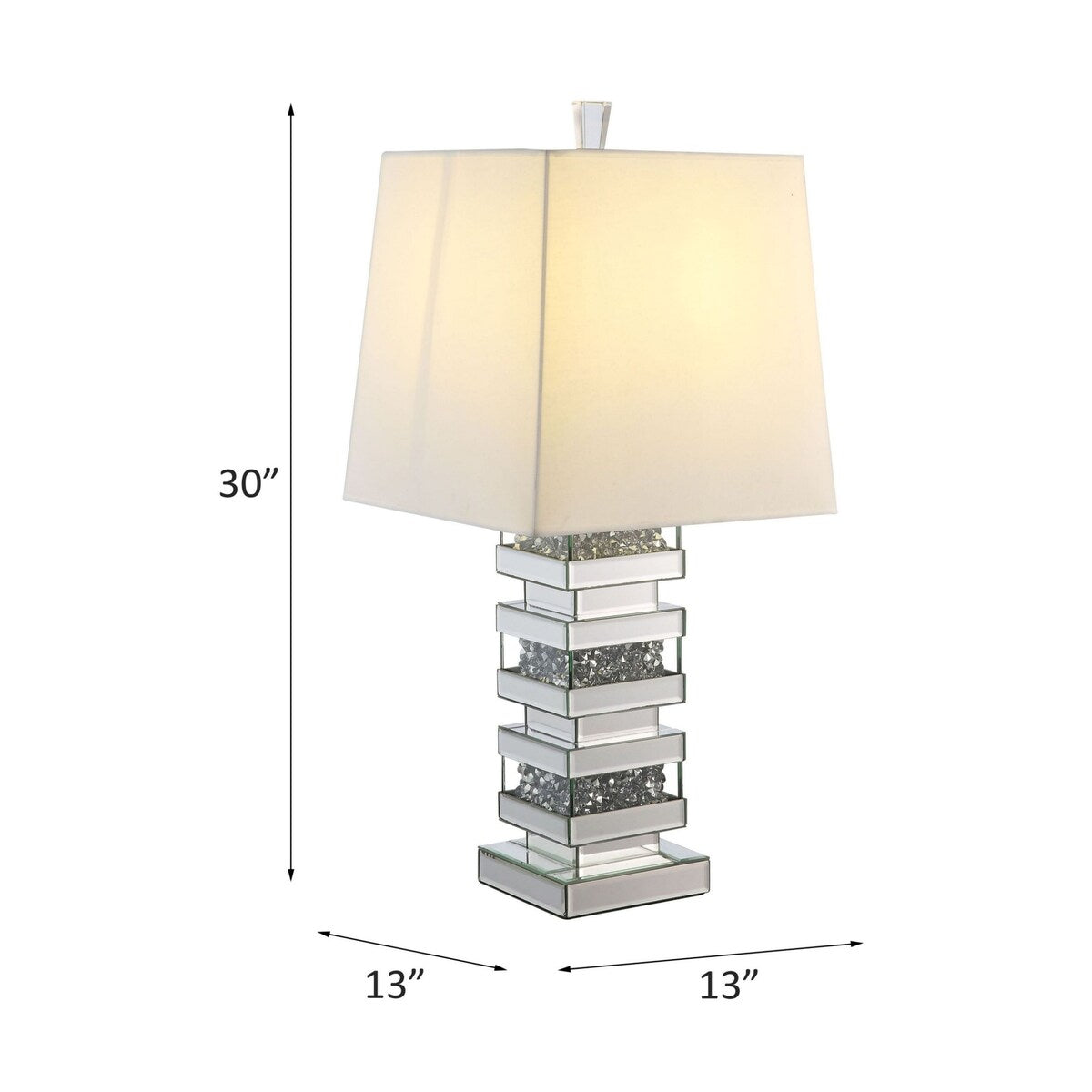 Silver Mirrored and Faux Diamonds Table Lamp