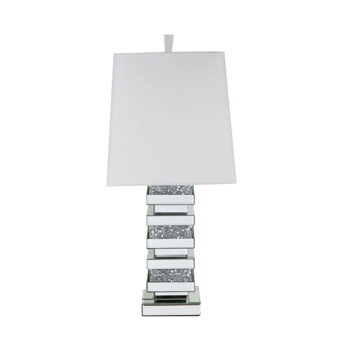 Silver Mirrored and Faux Diamonds Table Lamp