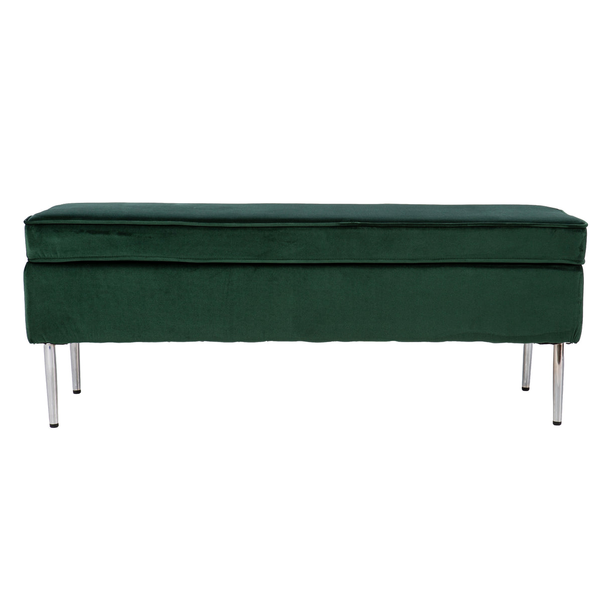 Transitional Green Fabric Storage Bench