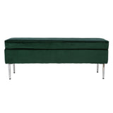 Transitional Green Fabric Storage Bench
