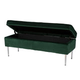 Transitional Green Fabric Storage Bench