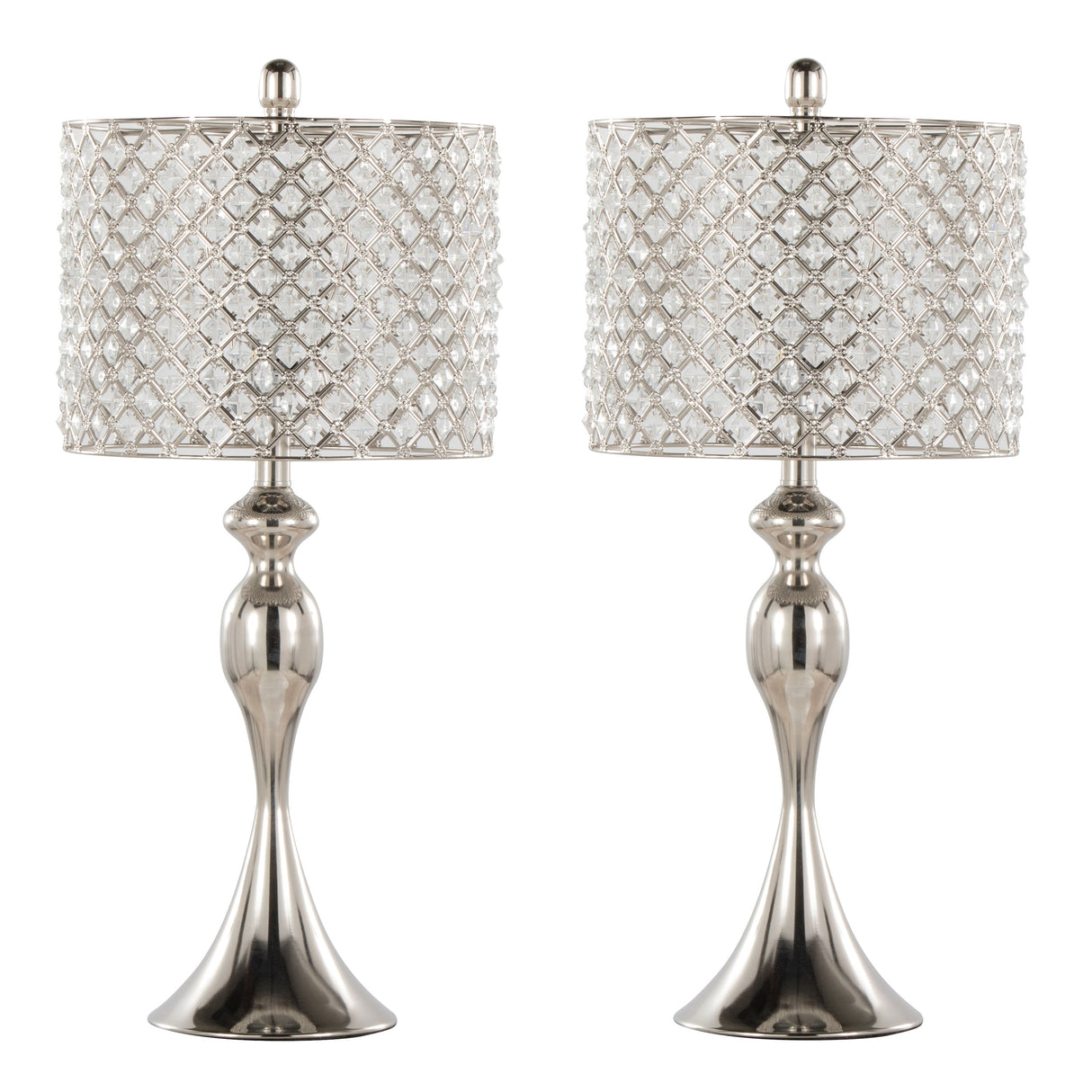 Silver Orchid Ashland 27" Metal Table Lamp with Crystal Beads (Set of 2)