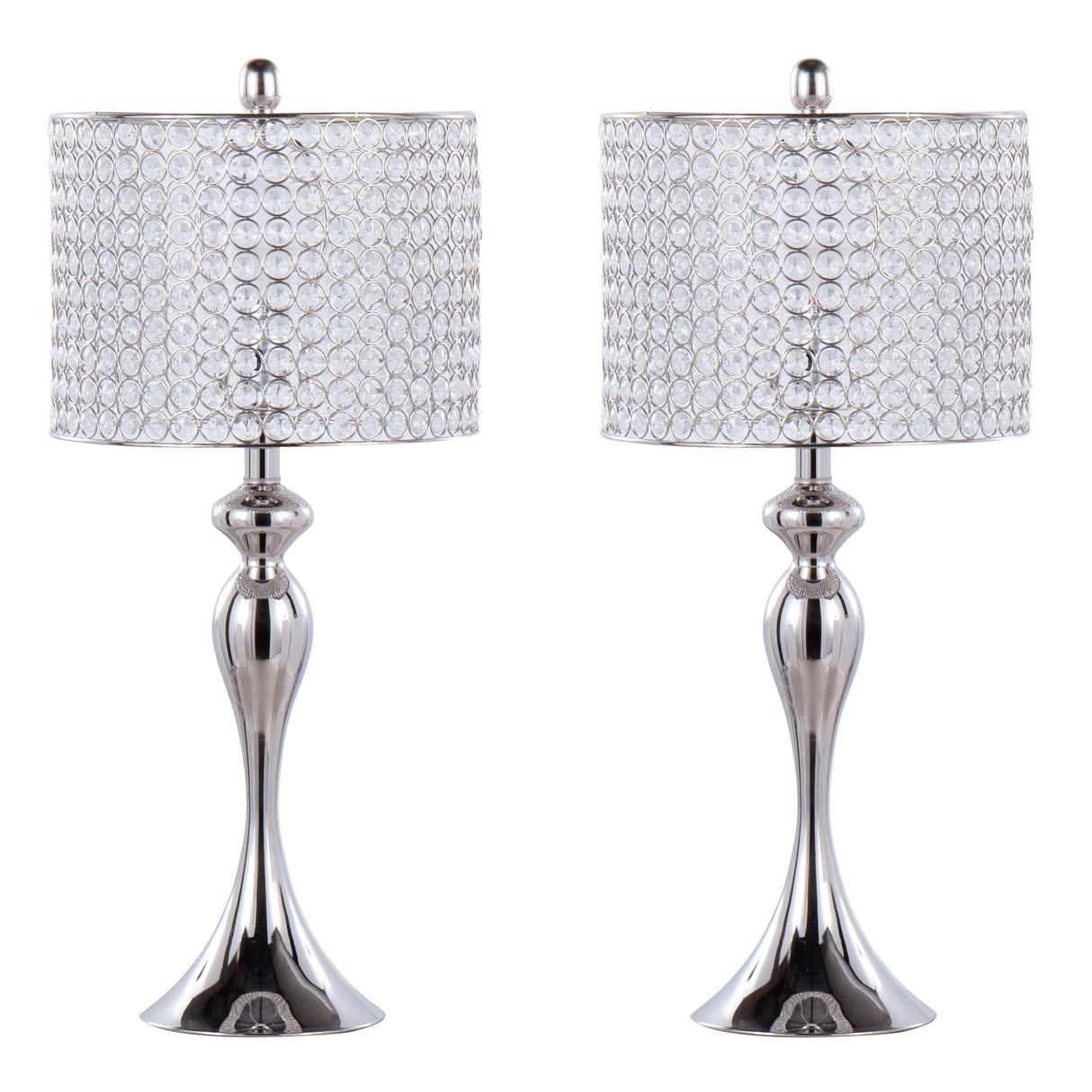 Silver Orchid Ashland 27" Metal Table Lamp with Crystal Beads (Set of 2)