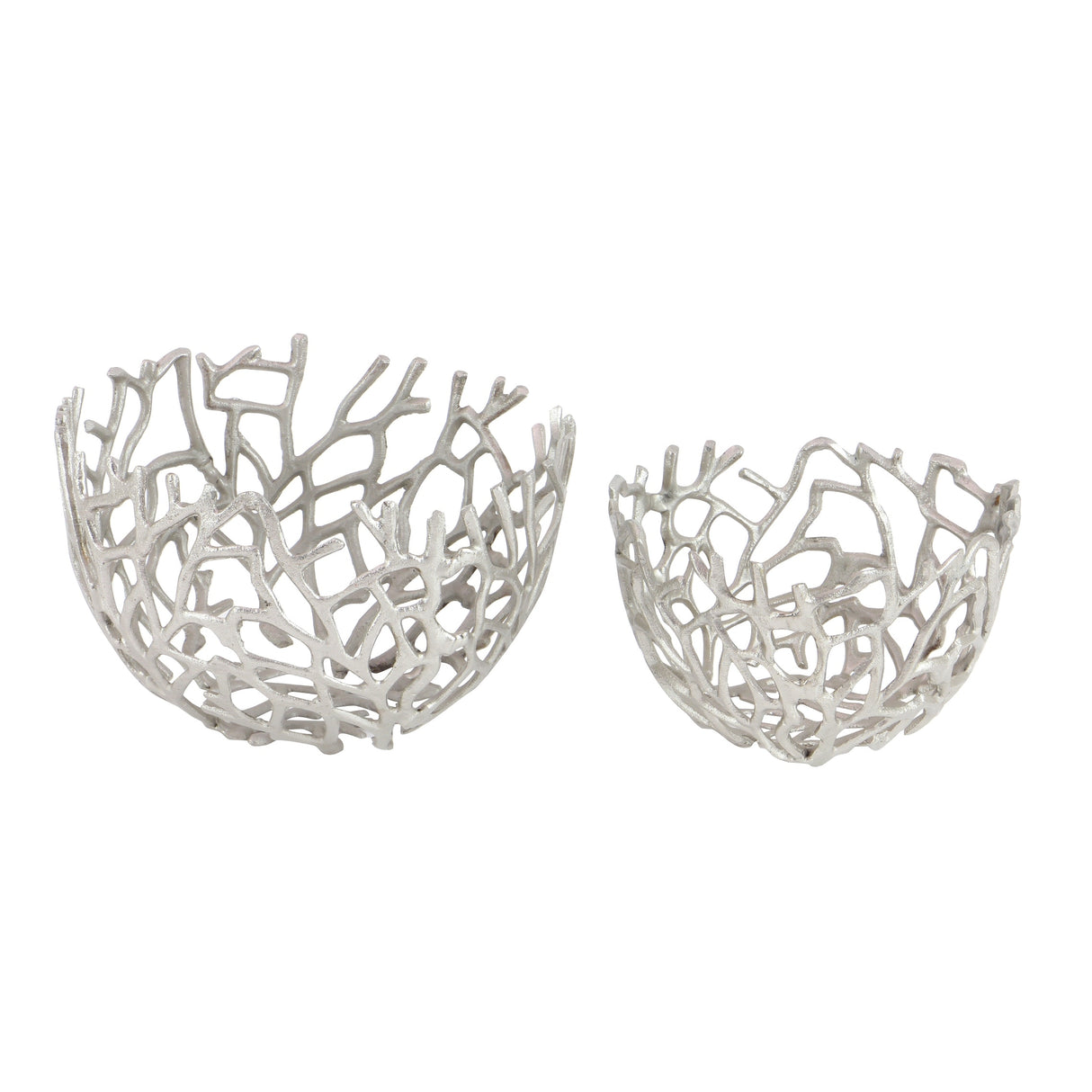Aluminum Metal Handmade Cutout Coral Decorative Bowl (Set of 2) - Gold, Silver, Black
