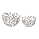 Aluminum Metal Handmade Cutout Coral Decorative Bowl (Set of 2) - Gold, Silver, Black