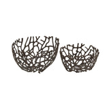 Aluminum Metal Handmade Cutout Coral Decorative Bowl (Set of 2) - Gold, Silver, Black