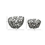 Aluminum Metal Handmade Cutout Coral Decorative Bowl (Set of 2) - Gold, Silver, Black