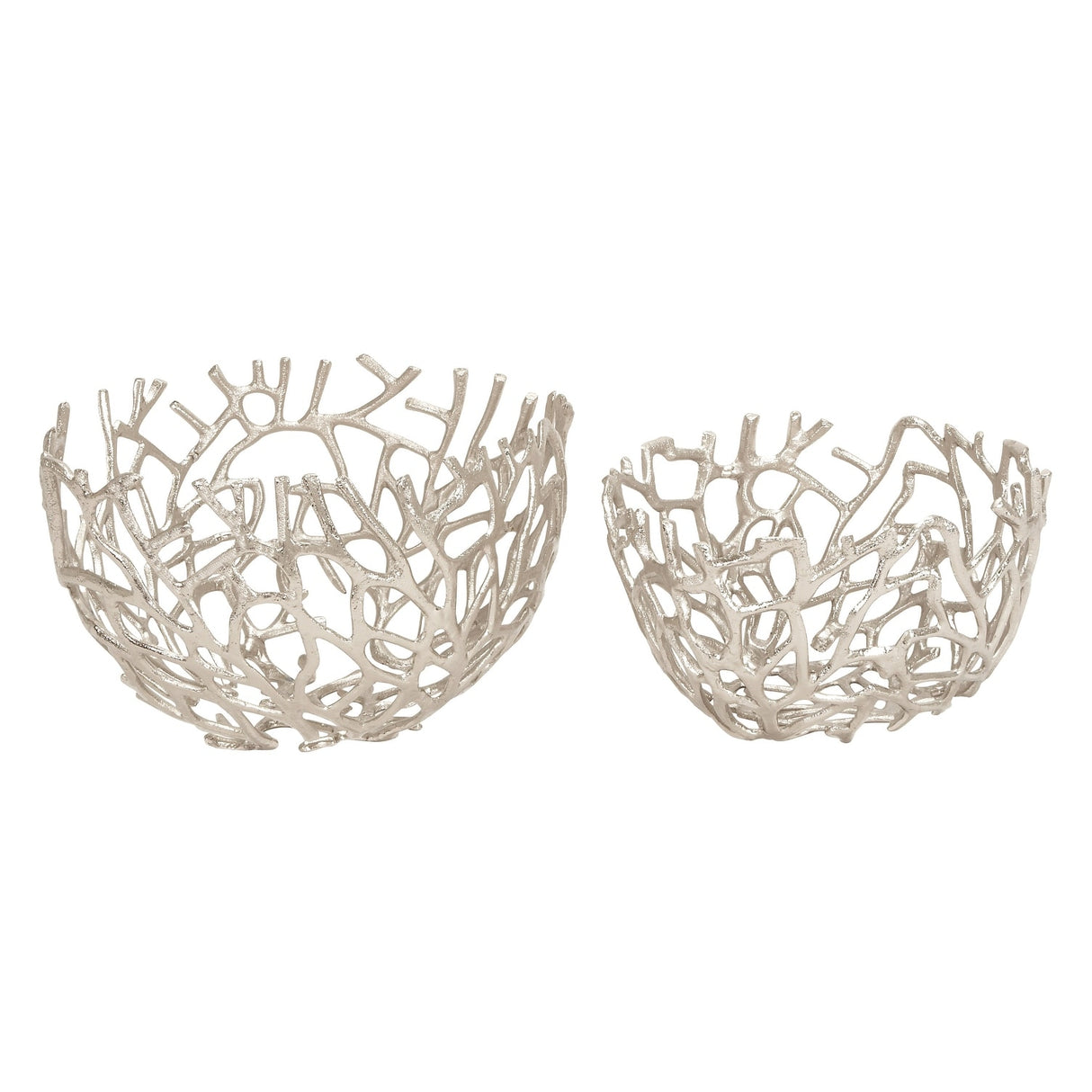 Aluminum Metal Handmade Cutout Coral Decorative Bowl (Set of 2) - Gold, Silver, Black