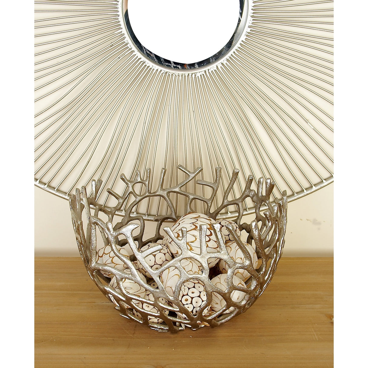 Aluminum Metal Handmade Cutout Coral Decorative Bowl (Set of 2) - Gold, Silver, Black
