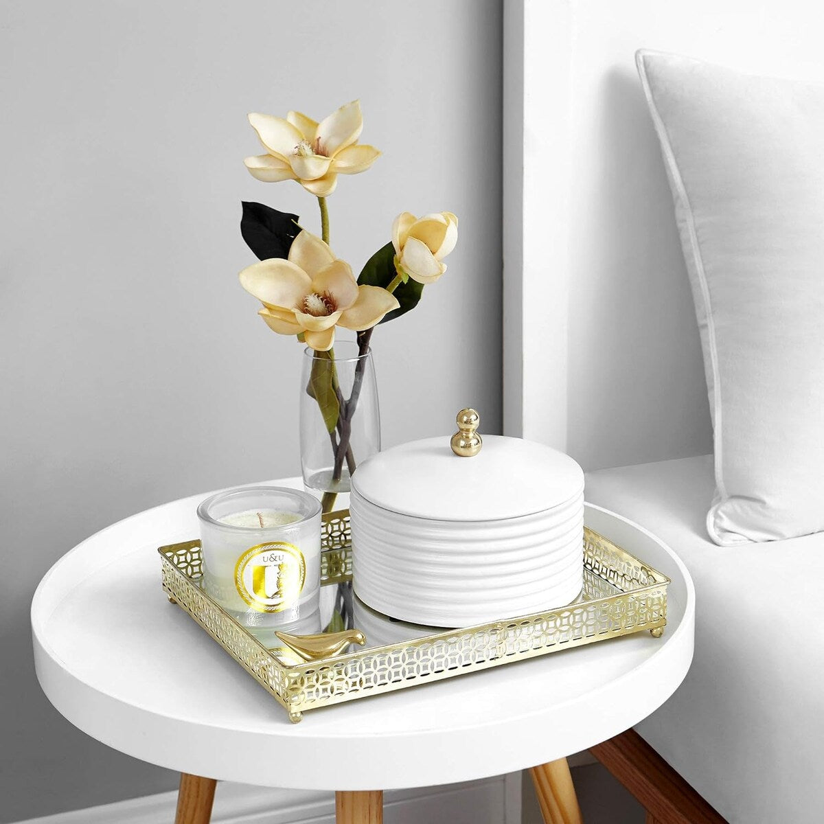 Silver Orchid Costello Gold Metal Mirror Tray - 12.00" x 9.65" x 1.77"H