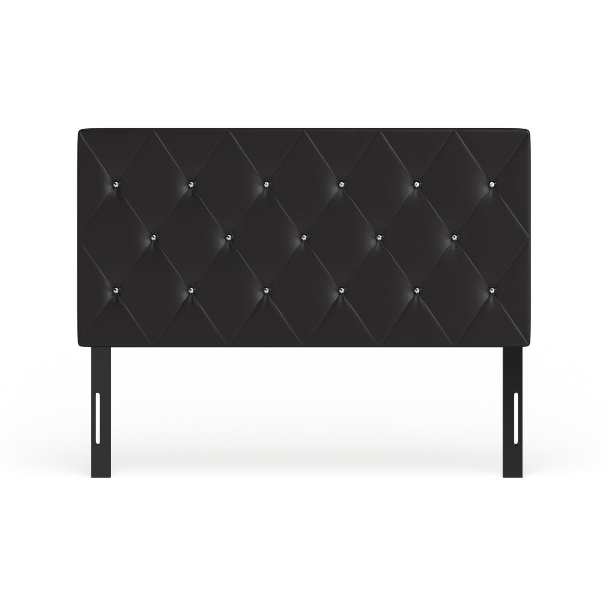 Silver Orchid Heston Contemporary Crystal Diamond Tufted Black Headboard