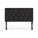 Silver Orchid Heston Contemporary Crystal Diamond Tufted Black Headboard