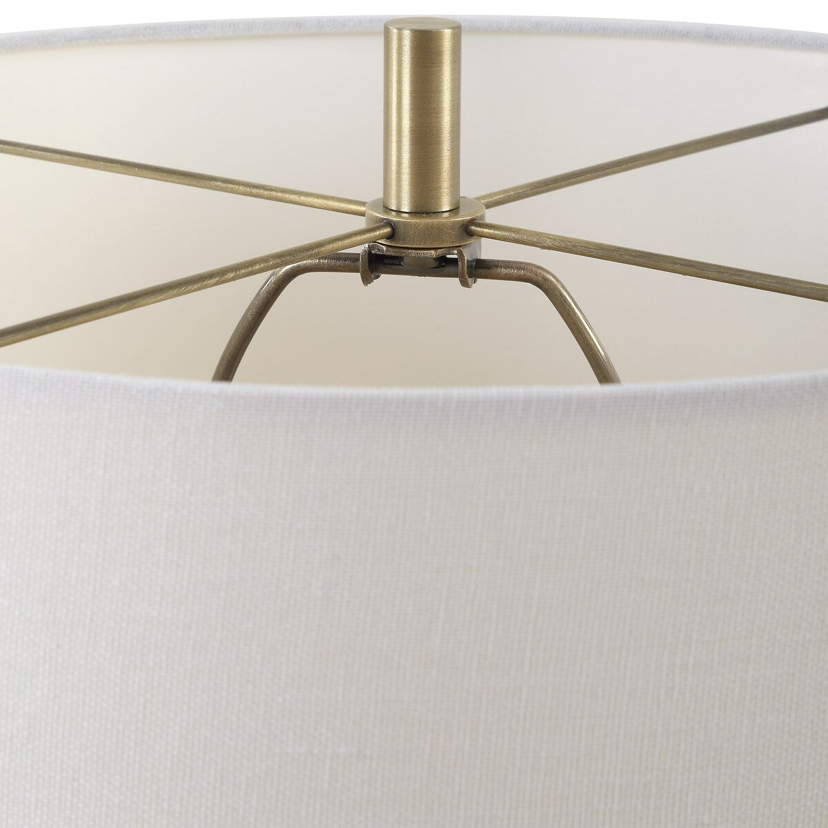 Silver Orchid Hexagon Marble Accent Lamp with Linen Shade and Brass Accents - 14 x in x 14 x in 23