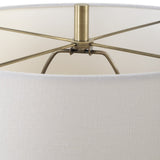 Silver Orchid Hexagon Marble Accent Lamp with Linen Shade and Brass Accents - 14 x in x 14 x in 23