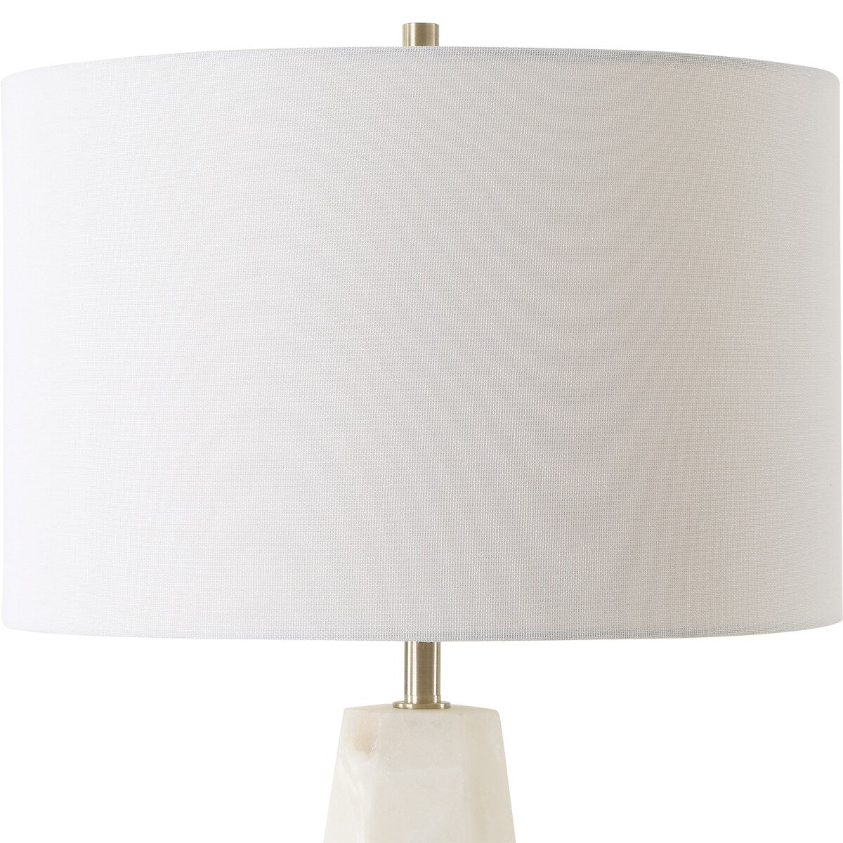Silver Orchid Hexagon Marble Accent Lamp with Linen Shade and Brass Accents - 14 x in x 14 x in 23