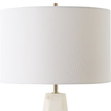 Silver Orchid Hexagon Marble Accent Lamp with Linen Shade and Brass Accents - 14 x in x 14 x in 23