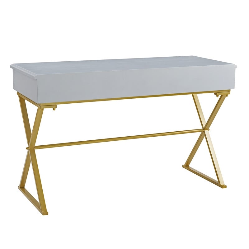 Silver Orchid Lerch Two-Drawer Campaign Desk