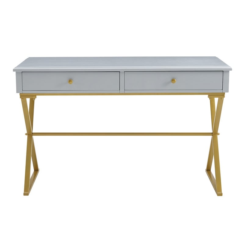 Silver Orchid Lerch Two-Drawer Campaign Desk